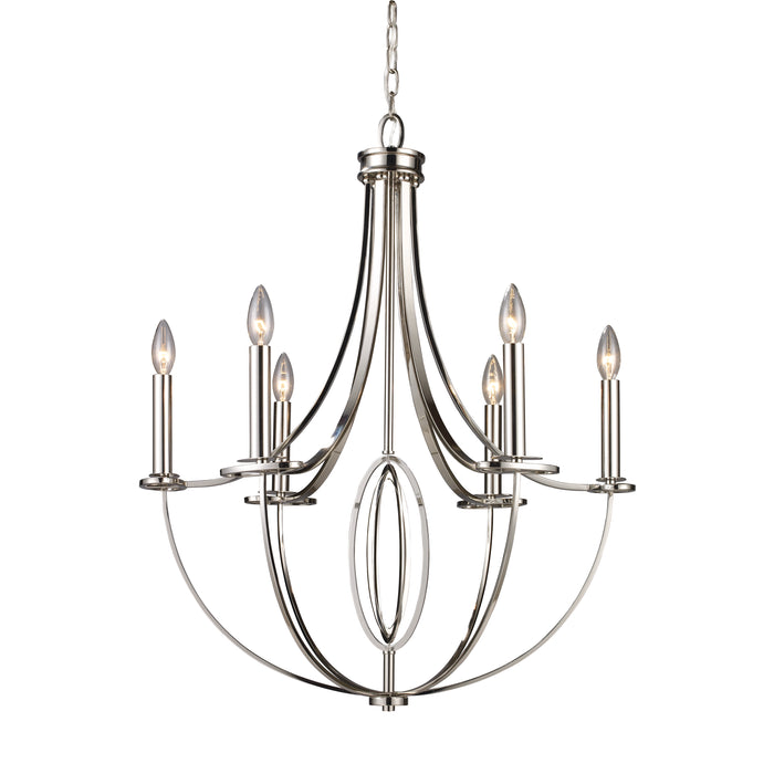 Dione 25'' Wide 6-Light Chandelier - Polished Nickel