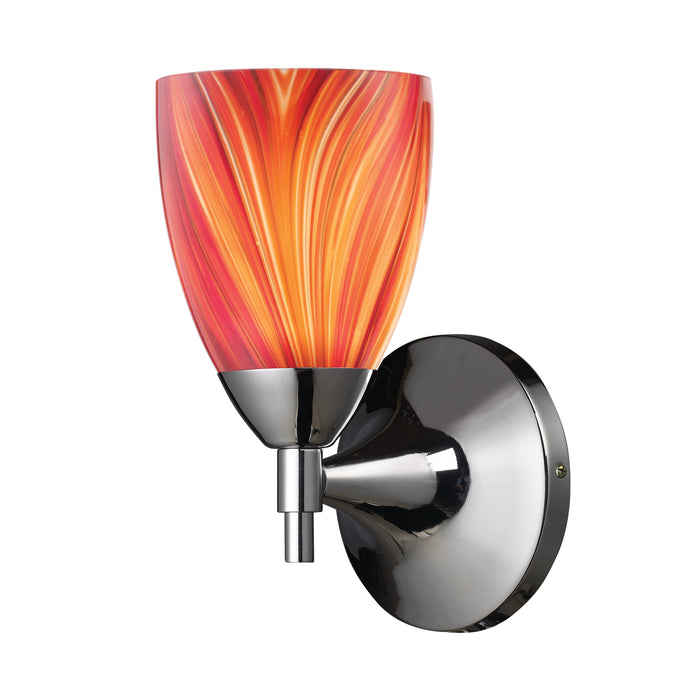 Celina 1-Light Wall Lamp in Polished Chrome with Multi-colored Glass