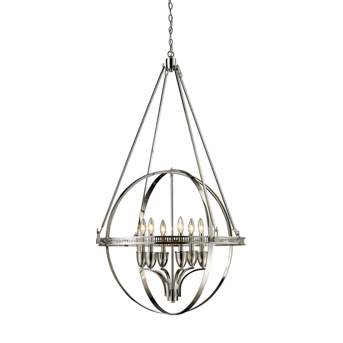 Hemispheres 32'' Wide 6-Light Chandelier - Polished Nickel