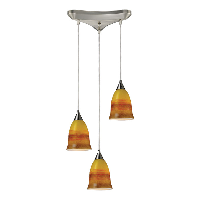 Horizon 3-Light Pendant Earth in Satin Nickel