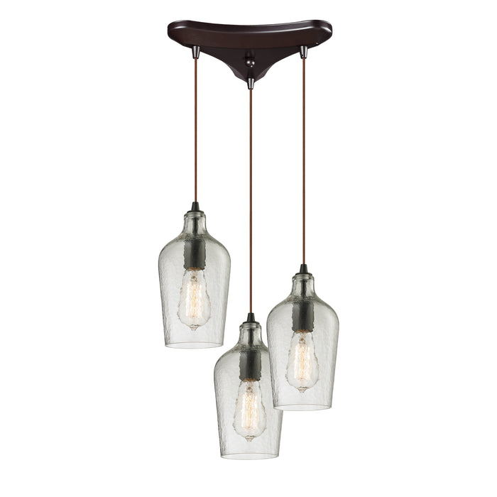 Hammered Glass Configurable Multi Pendant - Oil Rubbed Bronze