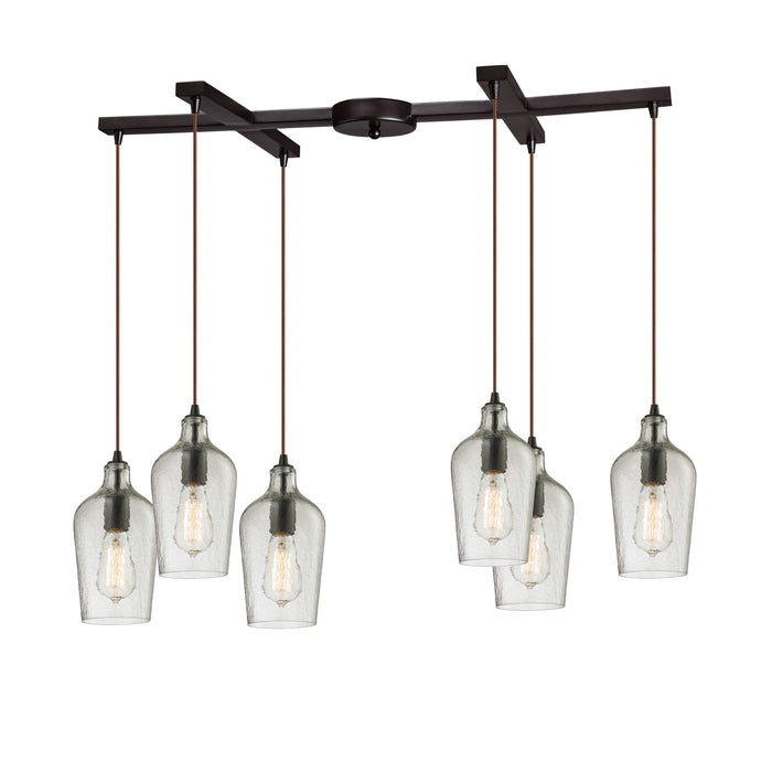 Hammered Glass Configurable Multi Pendant - Oil Rubbed Bronze