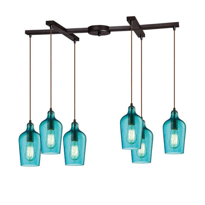 Hammered Glass Configurable Multi Pendant - Oil Rubbed Bronze