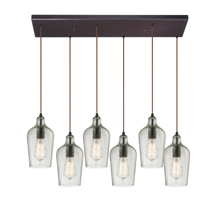 Hammered Glass Configurable Multi Pendant - Oil Rubbed Bronze