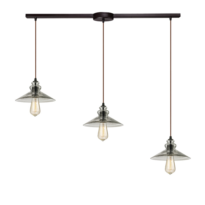 Hammered Glass 5'' Wide 3-Light Mini Pendant - Oil Rubbed Bronze