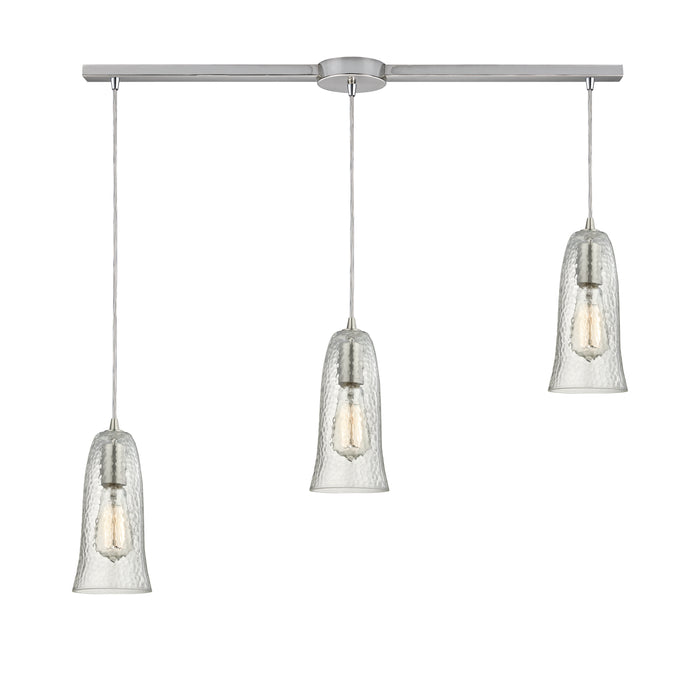 Hammered Glass Configurable Multi Pendant - Satin Nickel