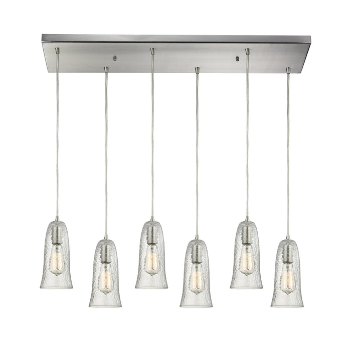 Hammered Glass Configurable Multi Pendant - Satin Nickel