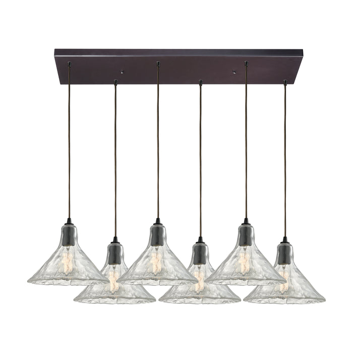 Hand Formed Glass 30'' Wide 6-Light Mini Pendant - Oil Rubbed Bronze