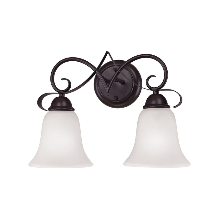 Brighton 2-Light Vanity Light in Oil Rubbed Bronze with White Glass