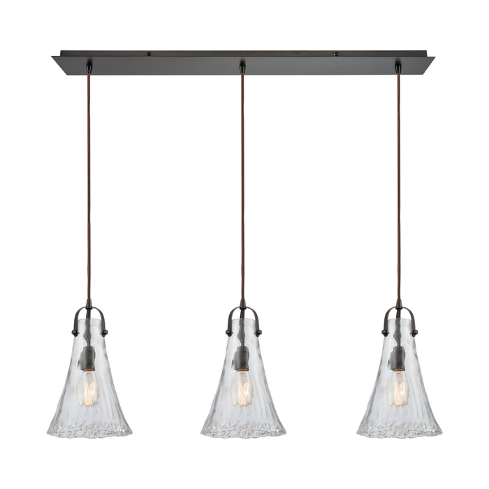 Hand Formed Glass 36'' Wide 3-Light Mini Pendant - Oil Rubbed Bronze