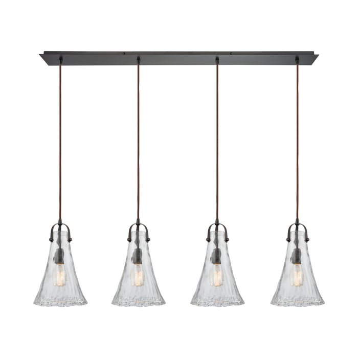 Hand Formed Glass 46'' Wide 4-Light Mini Pendant - Oil Rubbed Bronze