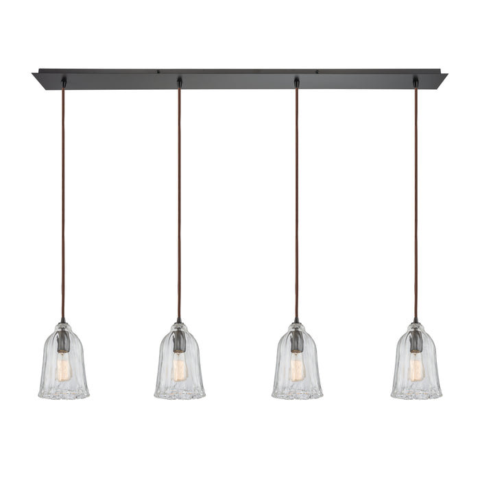 Hand Formed Glass 46'' Wide 4-Light Mini Pendant - Oil Rubbed Bronze