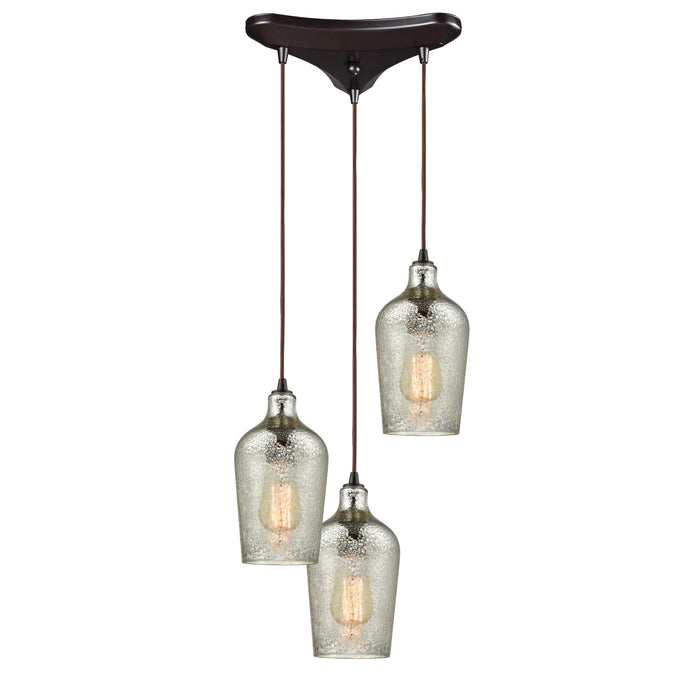 Hammered Glass Configurable Multi Pendant - Oil Rubbed Bronze