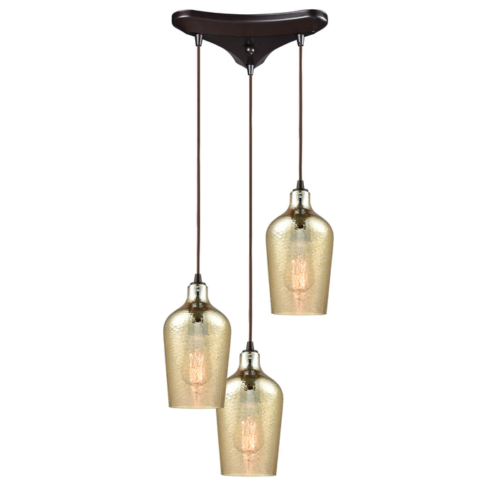 Hammered Glass Configurable Multi Pendant - Oil Rubbed Bronze