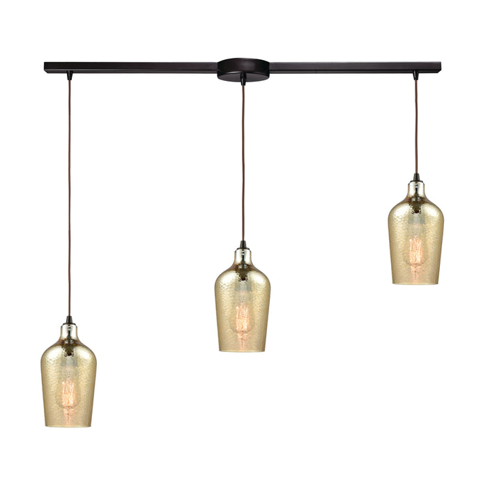 Hammered Glass Configurable Multi Pendant - Oil Rubbed Bronze