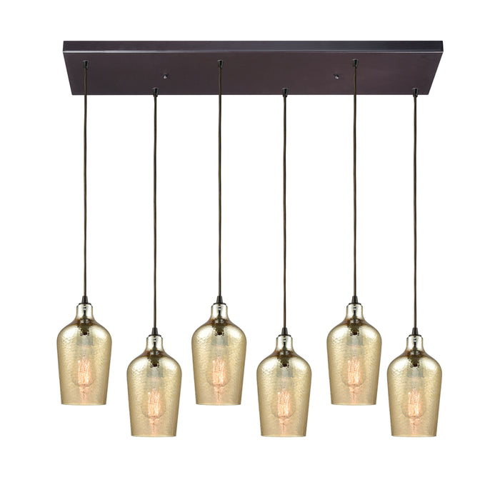 Hammered Glass Configurable Multi Pendant - Oil Rubbed Bronze