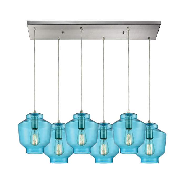 Barrel 32'' Wide 6-Light Mini Pendant - Satin Nickel