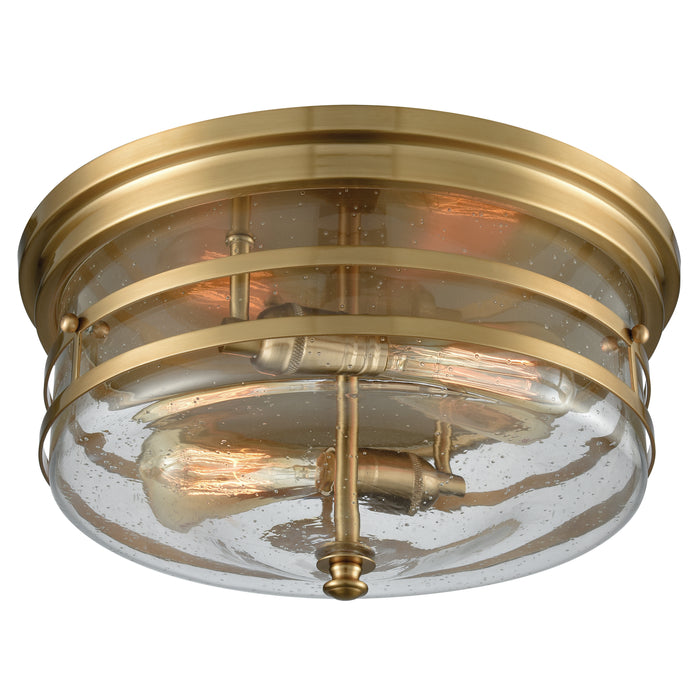 Port O'Connor 14'' Wide 2-Light Flush Mount - Satin Brass