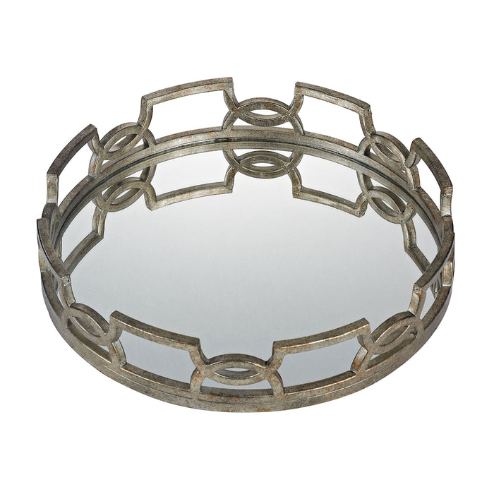 Hucknall Mirrored Tray in McComish Bronze with Iron Scrollwork (16-inch)