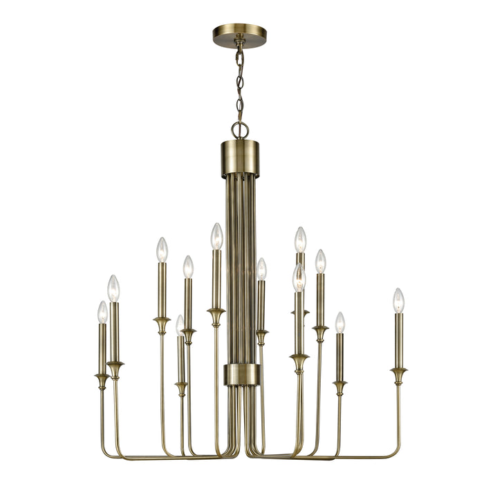 Edward 36'' Wide 12-Light Chandelier - Antique Brass