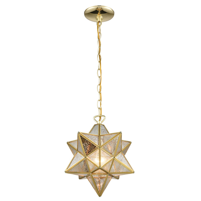 Moravian Star 12'' Wide 1-Light Mini Pendant - Antique Brass