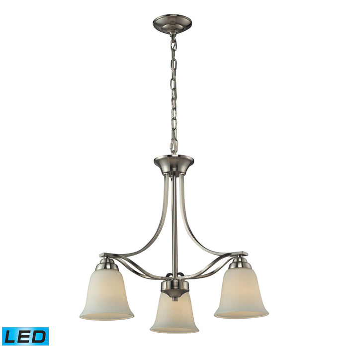 Malaga 3 Light Chandelier in Brushed Nickel - LED, 800 Lumens (2400 Lumens Total) with Full Scale Di