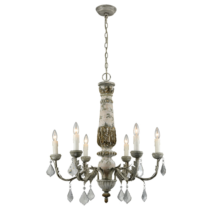 Genevieve 28'' Wide 6-Light Chandelier - Aged Cream