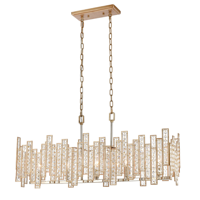 Equilibrium 34'' Wide 5-Light Linear Chandelier - Polished Nickel