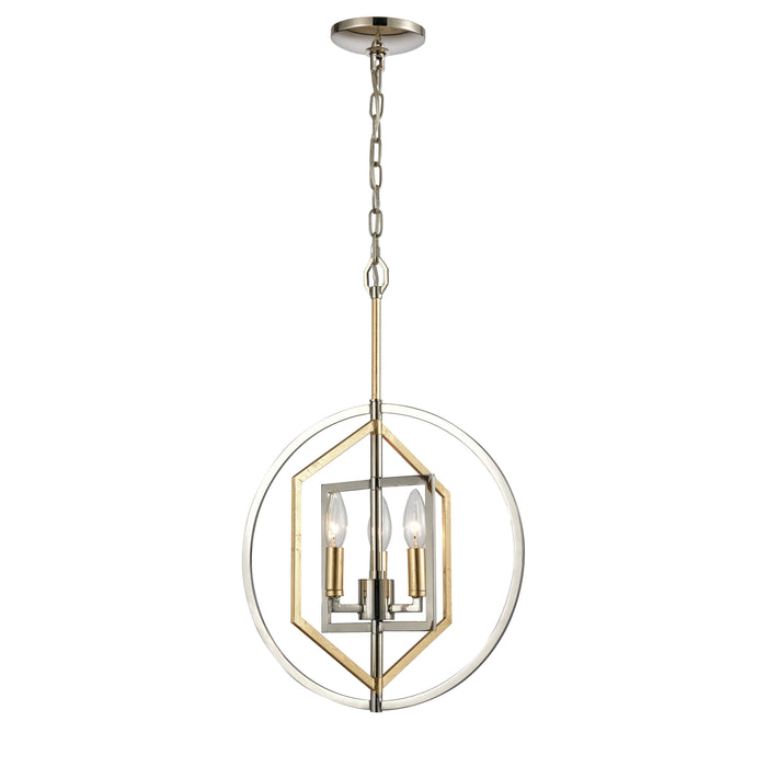 Geosphere 15'' Wide 3-Light Chandelier - Polished Nickel