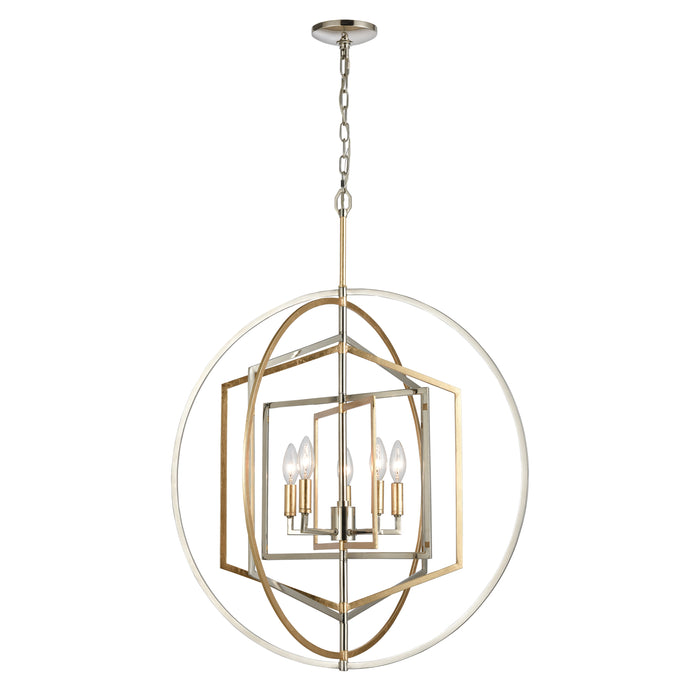 Geosphere 27'' Wide 5-Light Chandelier - Polished Nickel