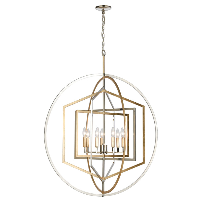 Geosphere 36'' Wide 7-Light Chandelier - Polished Nickel