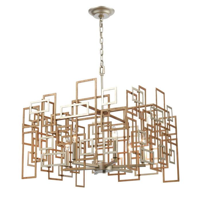 Gridlock 23'' Wide 6-Light Chandelier - Matte Gold