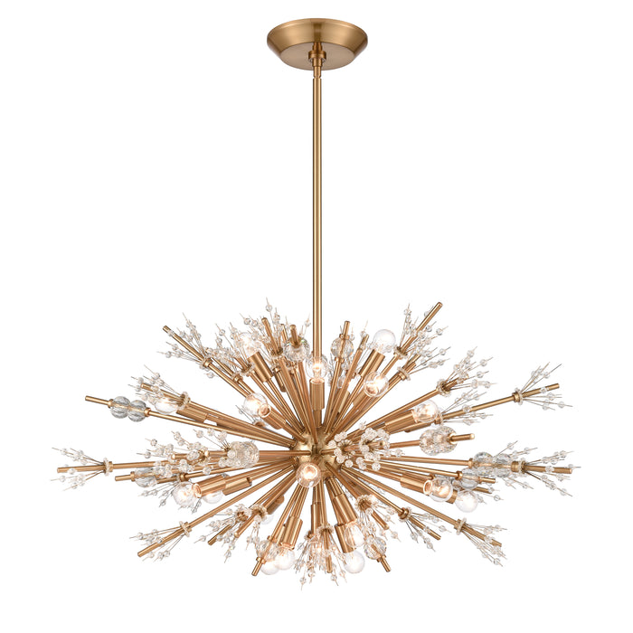 Starburst 36'' Wide 24-Light Chandelier - Satin Brass