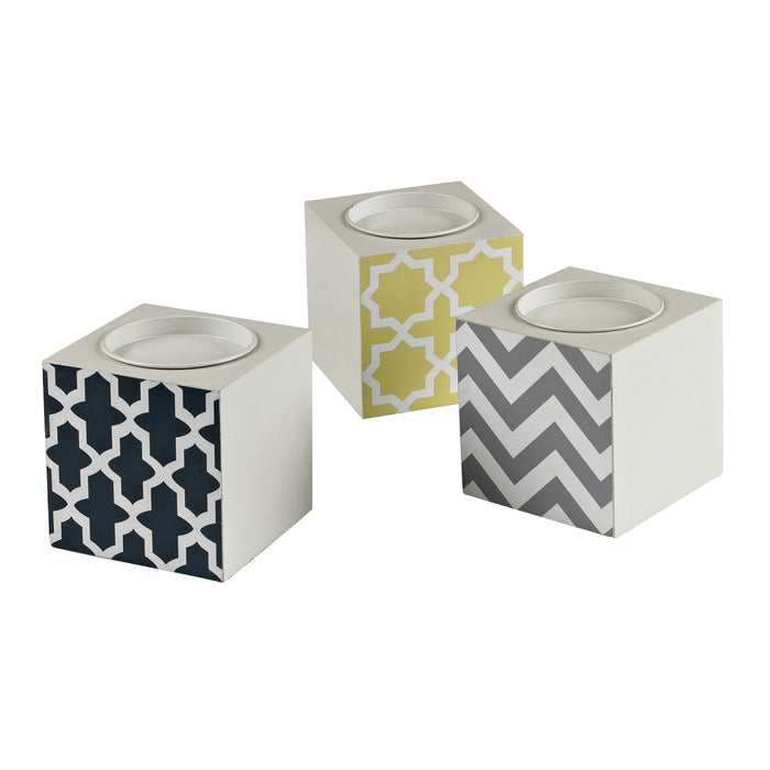 Chevron Print Candle Holders (3-piece Set)