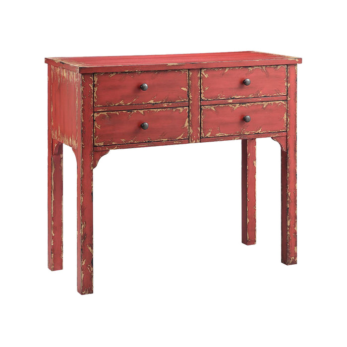 Wilber 4-Drawer Console - Brick Red