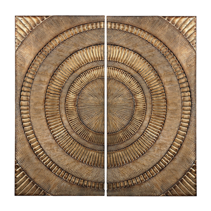 SET OF 2 ABSTRACT METAL WALL PANELS - Glenharrow Gold