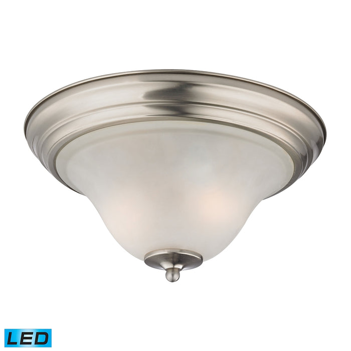 Kingston 2-Light Flush Mount in Brushed Nickel with White Glass - Includes LED Bulbs