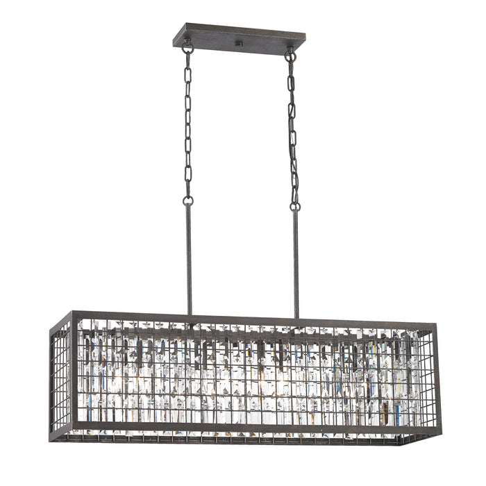 Nadina 37'' Wide 4-Light Linear Chandelier - Silverdust Iron