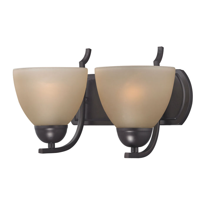 Kingston 2-Light Vanity Light in Oil Rubbed Bronze with Cafe Tint Glass