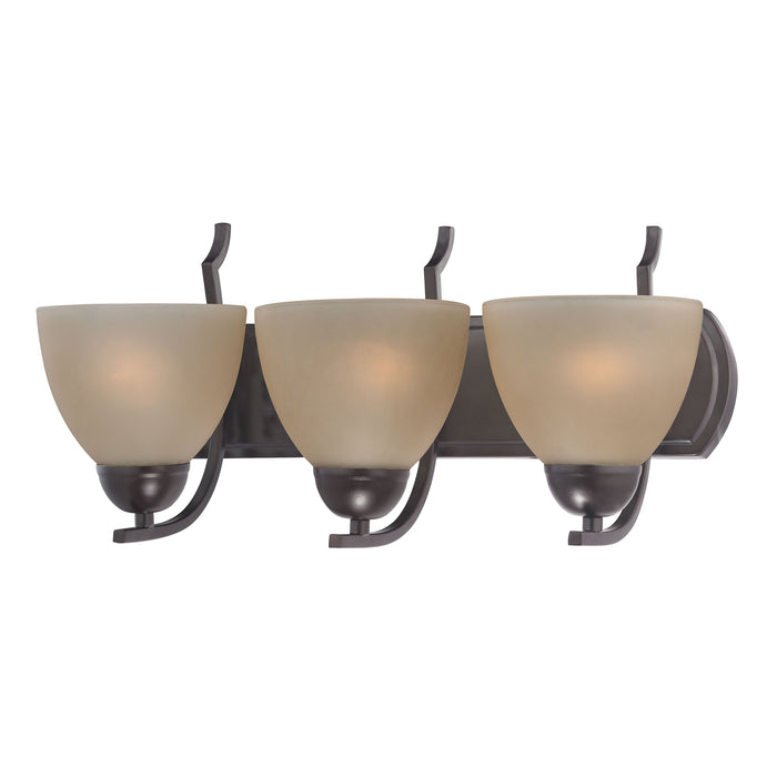 Kingston 3-Light Vanity Light in Oil Rubbed Bronze with Cafe Tint Glass