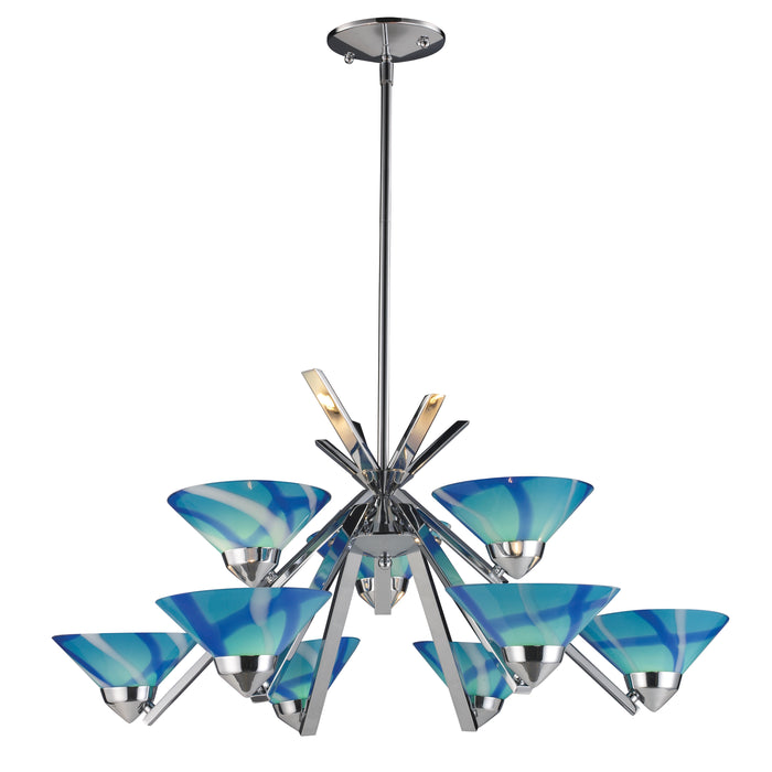 Refraction 31'' Wide 9-Light Chandelier - Polished Chrome