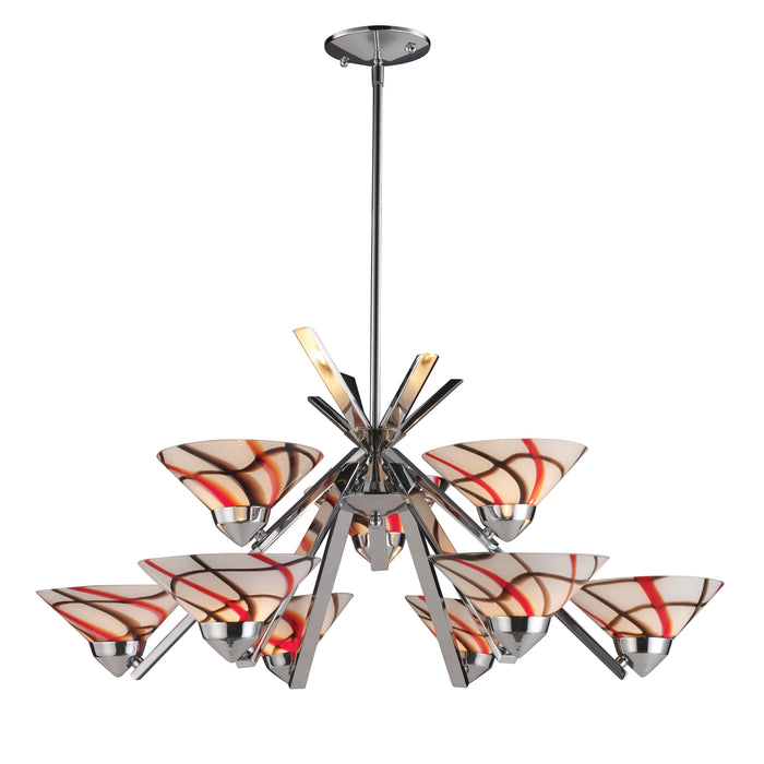 Refraction 31'' Wide 9-Light Chandelier - Polished Chrome