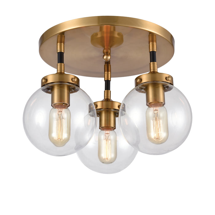 Boudreaux 15'' Wide 3-Light Semi Flush Mount - Antique Gold