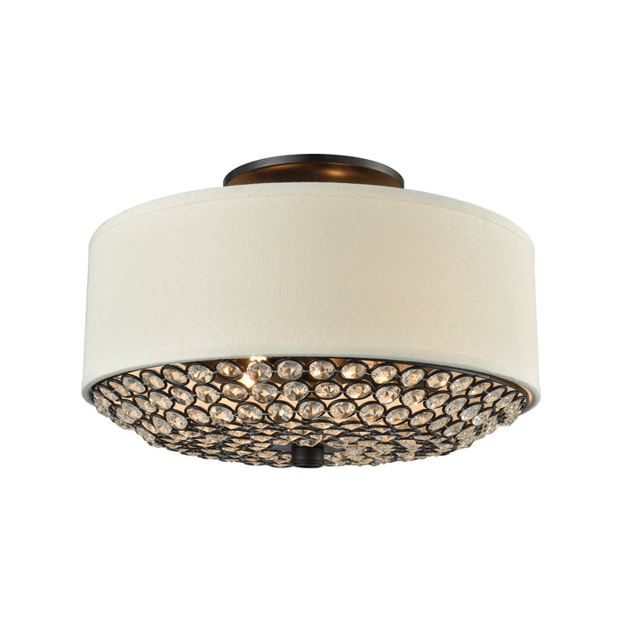 Webberville 12'' Wide 2-Light Semi Flush Mount - Oil Rubbed Bronze with Beige Fabric Drum Shade