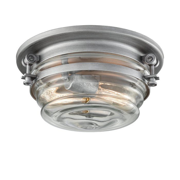 Riley 12'' Wide 2-Light Flush Mount - Weathered Zinc