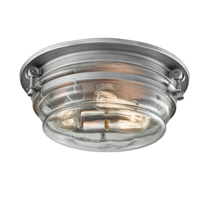 Riley 15'' Wide 3-Light Flush Mount - Weathered Zinc