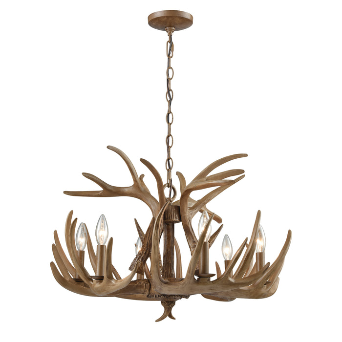 Elk 25'' Wide 6-Light Chandelier - Wood Tone