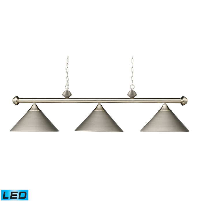 Casual Traditions 51'' Wide 3-Light Linear Chandelier - Satin Nickel