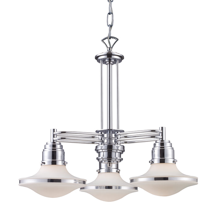 Retrospective 3-Light Chandelier in Polished Chrome