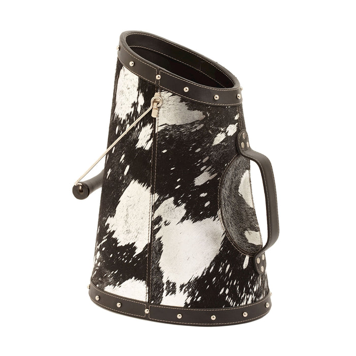 Faux Pony Coal Bucket in Silver Metallic